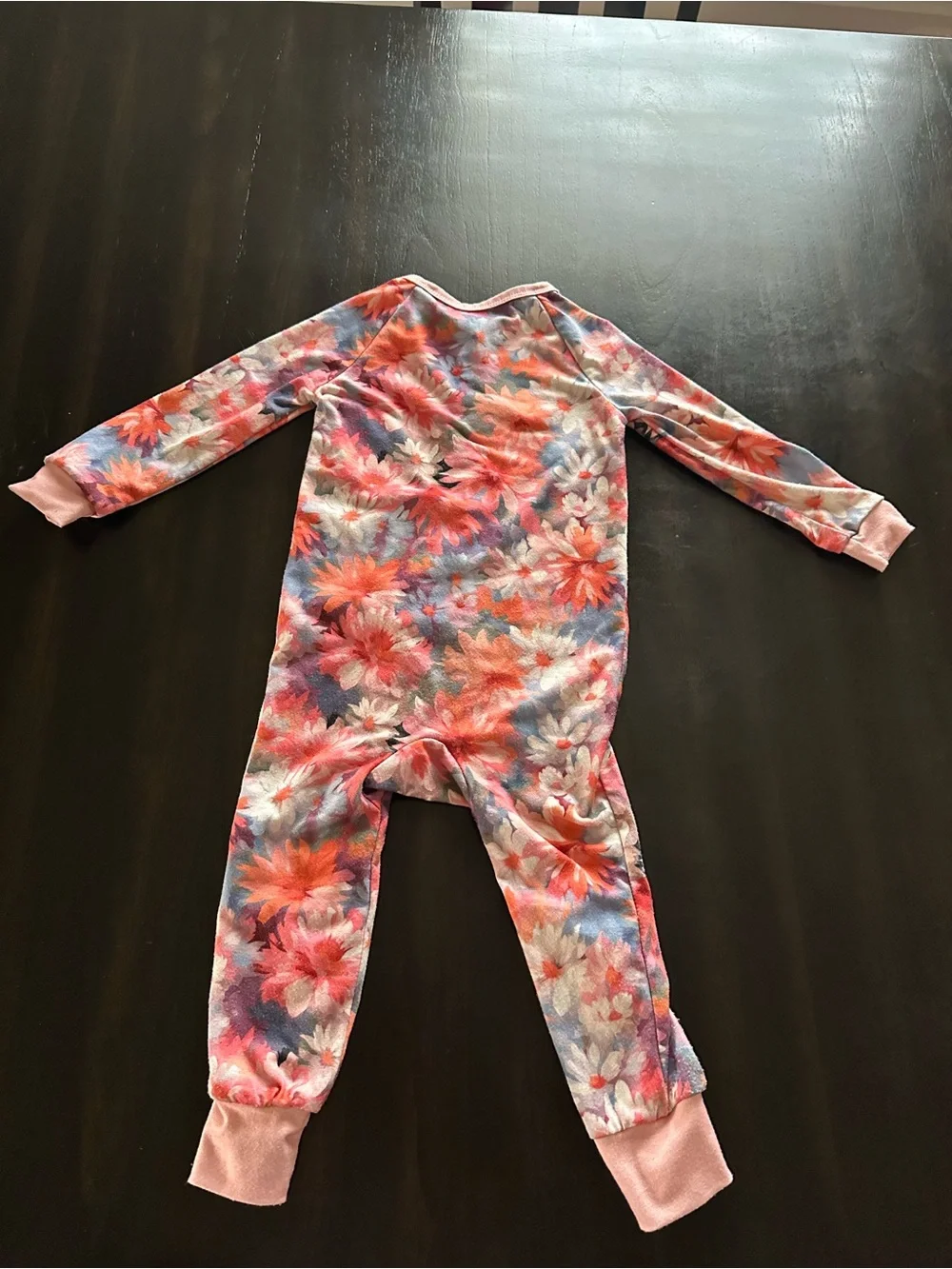 Floral Zip-Front Kids one piece pajamas in Pink
